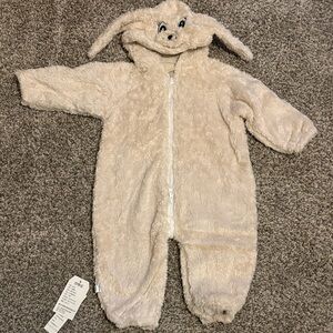 Cream Fleece Onesie with Bunny Ears